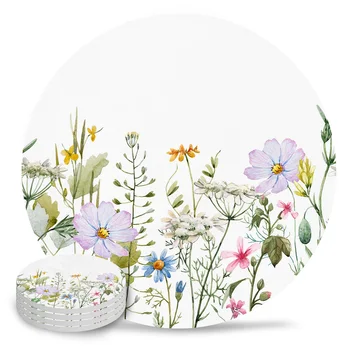 Пролетно цвете ванилия диви цветя керамични увеселителен парк комплект кафе чай чаша подложки кухненски аксесоари кръгла подложка