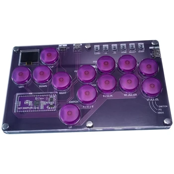 Fight Stick Arcade Joystick Hot-Swap Encoder Controller Xinput/Dinput Mini Hitbox Console For PC/Switch/PS3/PS4 Purple Durable