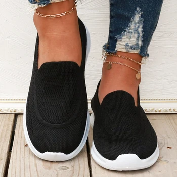 Дамски обувки 2023 Модни мрежести плоски обувки летни леки дишащи обувки за ходене на открито Кръгли пръсти Дамски единични обувки