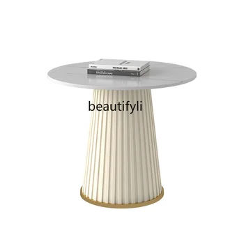 Nordic Creative Stone Plate Холна маса Light Luxury Household Round Small Table Combination Light Luxury