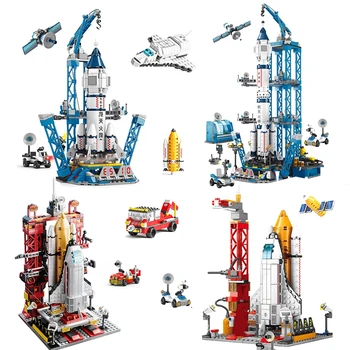 Space Shuttle Building Block Пилотирана ракетна площадка за изстрелване Лунна база Модел DIY тухлени играчки за деца Комплект за сглобяване на подаръци Christma