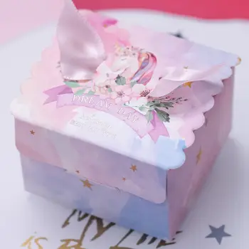 20/30Pcs Creative Chocolate Candy Gift Box Сватбен подарък за гости, украсен с лента с горска тематика Fairy Pink Style