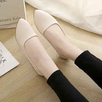 Пролет жените апартаменти приплъзване на плоски обувки балет апартаменти бели сватбени обувки заострени пръсти удобни обувки баба лодка обувка Jk89