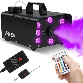 Безжично дистанционно управление мъгла машина мини 500W LED RGB DJ дискотека дим машина за парти сватба Коледа етап LED мъгла