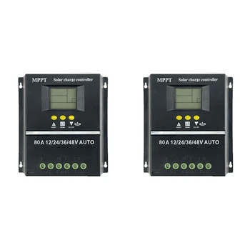 2X 80A MPPT / PWM контролер за слънчево зареждане 12V / 24V / 36V / 48V инструменти за автоматично управление Слънчево зарядно устройство за PV батерии с LCD