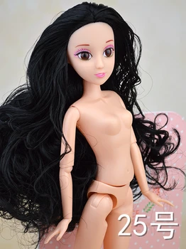 Детска играчка подарък 1/6 BJD кукла главата с дълга вълнообразна черна коса 3D реално око гол 12 стави BJD кукла тяло 1:6 кукли
