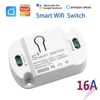 16A Wifi Tuya Smart Light Switch Модул Таймер Безжични превключватели Интелигентен контрол на дома с APP Интелигентен живот Alexa Google Home IFTTT