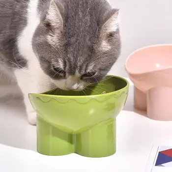 Pet Bowl Стабилна анти-разливна котешка храна Dish с предпазител за врата Предотвратява злополуки Намалява налягането на купата за храна на комплекта Повишено котешко ястие