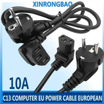 Ъглова C13 компютър EU захранващ кабел Европейски тип F адаптер щепсел към IEC C13 удължителен кабел за монитор PDU Antminer принтер 100mm