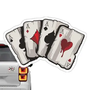 Ace Card Decal Creative Poker Card стикер Светлоотразителни PVC покритие за кола драскотини кола екстериор декорация за тялото на вратата на колата