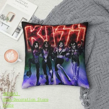KISS Rock Band Heavy Metal Music Cushion Cover Printed Pillow Case Смешни калъфки за възглавници за декорация на дома на дивана