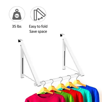 Closet Rack Универсален стенен телескопичен шкаф за дрехи Сгъваема регулируема въртяща се закачалка за сушене за балкон Външна употреба