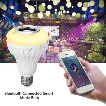 E27 7 Цветна интелигентна крушка Безжично приложение с дистанционно управление Музикална крушка Сценична светлина