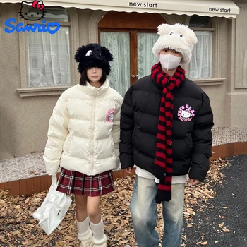 Sanrio Hello Kitty Stuff Дамски памучни подплатени дрехи Случайни удебелени аниме топло яке Girly зимна стойка яка цип палто