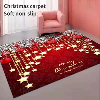 Коледно парти украса килим начало входна врата мат меки нехлъзгащи червени големи килими за хол Дядо Коледа спалня килим