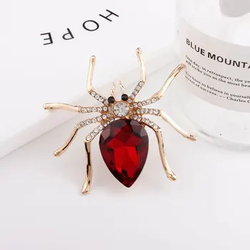 Мода кристал циркон паяк брошка чар изящни жени кристал насекоми щифтове сватбено тържество орнамент бижута аксесоари