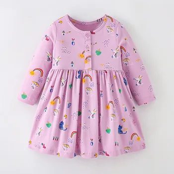100% пениран памук качество случайни едно парче бебе момиче дрехи сладък есен пролет детски дрехи деца A-LINE рокли за момичета