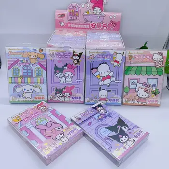 Kawali Hellokitty Sanrio Kuromi Моята мелодия Cinnamoroll Pochacco тиха книга DIY стикери Dressup материал книга играчки подарък за момичета