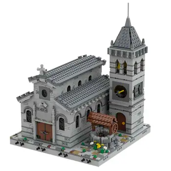 Средновековна църква модулен модел 2085 с интериор сграда играчки комплект MOC Build