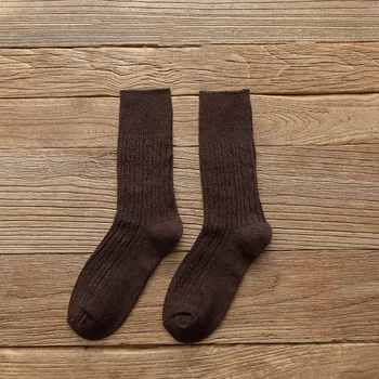 Есенни и зимни чорапи, детски чорапи със средна дължина, удебелени и топли, плътни цветни ретро чорапи, вълнени чорапи, чорапи за купчина