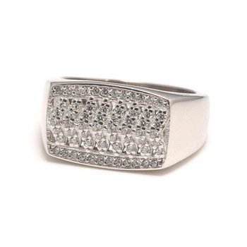 925 Сребърен пръстен лента микро паве кубичен цирконий годишнина мъжки брачни халки фини бижута