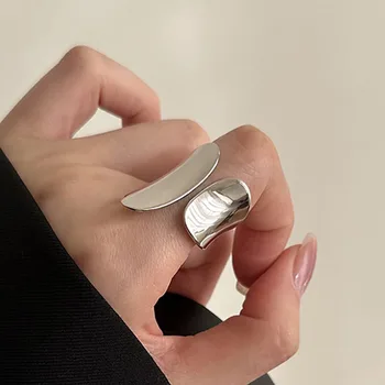 Foxanry минималистичен сребърен цвят маншет пръстени за жени двойки нова мода творчески гладък модел геометрични парти бижута подаръци