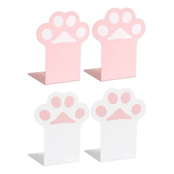 New for Creative for Cat Paw Book Ends Stand Metal Bookends Non Skid Sturdy for Students Store Books Files Magazines Newspap