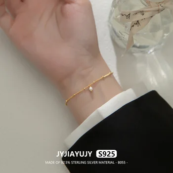 JYJIAYUJY 100% цяла оригинална сребърна гривна S925 В наличност Висококачествен подарък за модни бижута Ежедневна употреба B055