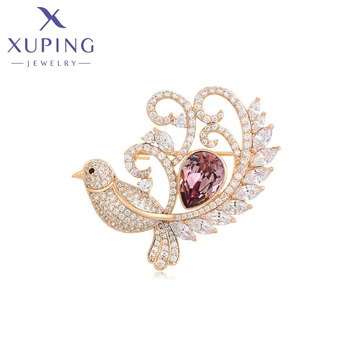 Xuping бижута моден чар луксозна птица форма кристална брошка от златен цвят за жени момиче парти сватбен подарък X000665013