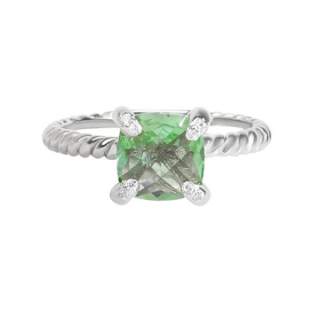 8MM Green Square Кубичен цирконий изявление пръстен за жени Dainty Twist дизайн моден пръстен бижута за ежедневни аксесоари
