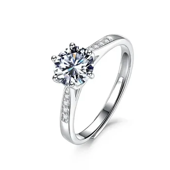 Нови 925 сребърни регулируеми пръстени за запознанства с 1 карат диамант за жени брак обещание двойка съвпадение бижута луксозна марка