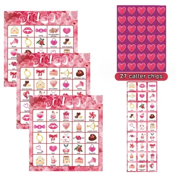 Свети Валентин бинго игра карти 24 играчи резервни части за деца парти игри с карти, училище класна стая игри, любов парти консумативи
