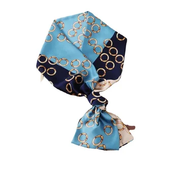 Малък дълъг копринен шал за жени, корейска версия, универсален, тесен, малък шал, вратовръзка за коса, елегантен шал с панделка, копринен шал