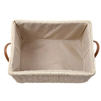 2X Ръчно тъкани кошница за съхранение Ръчно изработени кошници за пране Организатор на Sundries Дрехи Играчки Контейнер бял