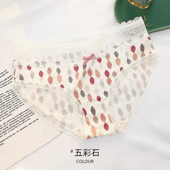 Lanjing Modal Lace Hemmed бельо за момичета Свеж и свеж безследен печат за момичета Слипове бельо