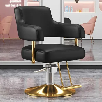 Portable бръснарница салон стол луксозна красота злато фризьорски салон стол бръснар въртящ се silla de barbero търговски мебели