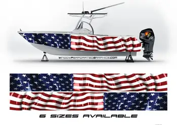 Американски флаг патриотичен графичен лодка винил обвивка Decal риболов понтон Всички лодки