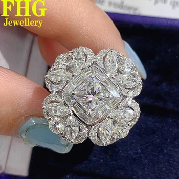 Au750 18K бяло злато пръстен DVVS1 Moissanite диамантен пръстен жени сватбено тържество годежен рожден ден