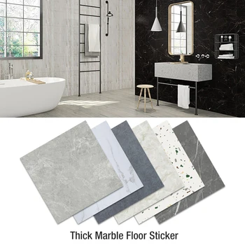 10pcs PVC симулиран дебел мрамор плочки етаж стикер самозалепващи хол тоалетна кухня дома етаж декор стена стикер