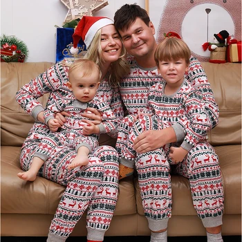 2024 Семейна Коледа съвпадение пижама комплект Коледа възрастни деца майка и дъщеря баща син спално облекло бебе семейство поглед тоалети