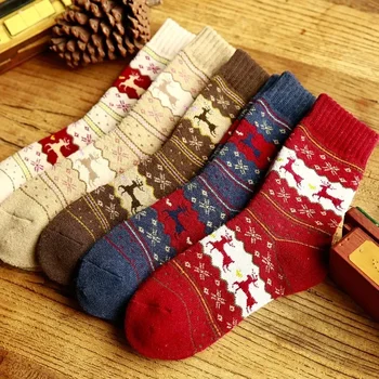 Сгъстете зимния топъл чорап Acceory Thermal Home Floor Funny Cute Female Gift Clothing Christma Uniex Wool