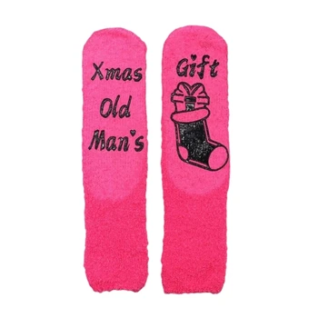Нехлъзгащ се коралов полар Смешни поговорки Коледни чорапи за жени Подарък за празнично парти