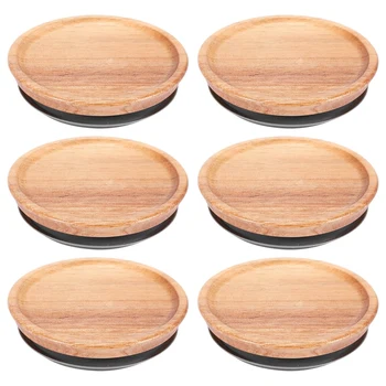  Дървени капаци за съхранение с широка уста за буркани Mason / Kerr, естествено акациево дърво, хранителен материал за буркани с широка уста