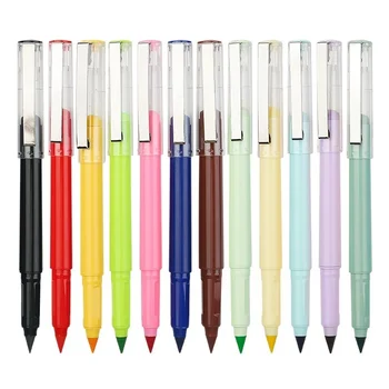 Нов вечен молив с пълнител 12 цвята Неограничено писане за деца Безкрайност писалка скица живопис канцеларски материали