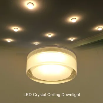 Square / Round LED Downlight 3W 5W 7W Спот светлина доведе Кристал доведе Таванна лампа за декорация на дома кухня Спот осветително тяло