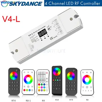 Skydance 4CH*5A 12-24VDC V4-L контролер Затъмняване / цветна температура / RGB / RGBW 4 в 1 2.4G RF безжичен LED лента дистанционно управление