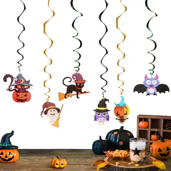 Хелоуин банер Венец тиква призрак прилеп вихрят таван висящи орнамент Честит Хелоуин декорация Hoilday парти консумативи