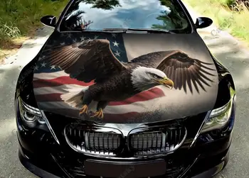 Плешив орел с флаг на САЩ Животно кола качулка винил стикери обвивам винил филм двигател капак стикери стикер на кола авто аксесоари
