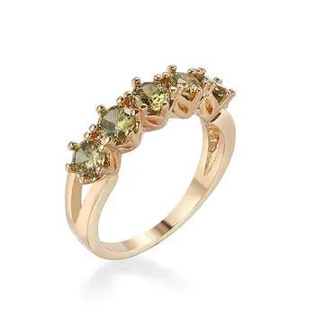 MxGxFam маслинено зелено CZ пръстени за жени прекрасни бижута златен цвят 18 k AAA+ кубичен циркон