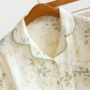 100% Спално облекло Трева памук Печат Домакински фоайе Материал Пижами Дамска пижама100% 2023
